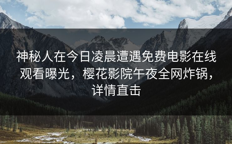 神秘人在今日凌晨遭遇免费电影在线观看曝光，樱花影院午夜全网炸锅，详情直击