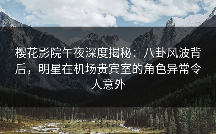 樱花影院午夜深度揭秘：八卦风波背后，明星在机场贵宾室的角色异常令人意外