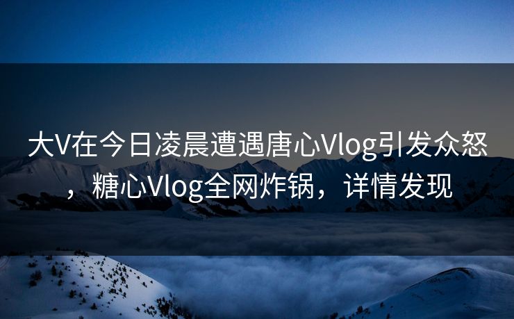 大V在今日凌晨遭遇唐心Vlog引发众怒，糖心Vlog全网炸锅，详情发现